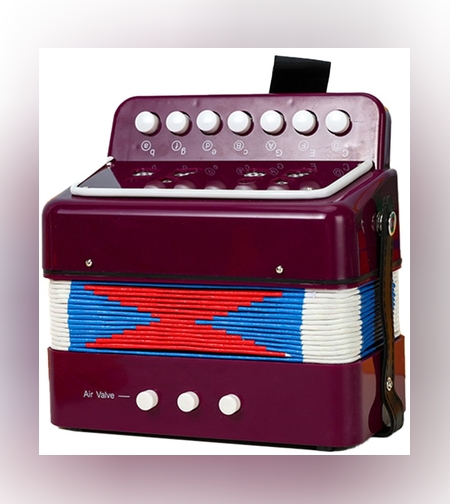 Acordeon Pentru Copii, Flippy, Acordeon Jucarie pentru Educatie Timpurie, 7 butoane 2 bass, Acordeon Instrument Muzical pentru Copii, 18 x 17 x 10 cm, Mov