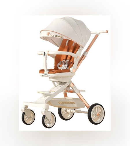 Carucior Sport Flippy 3in1, 6-36 Luni, Pliabil, Tavita pentru Masa, Pat de Dormit, Centura de Siguranta, Roti 360 Grade, Reversibil, Parasolar, Maner Reglabil, 64 x 35 x 100 cm, Alb