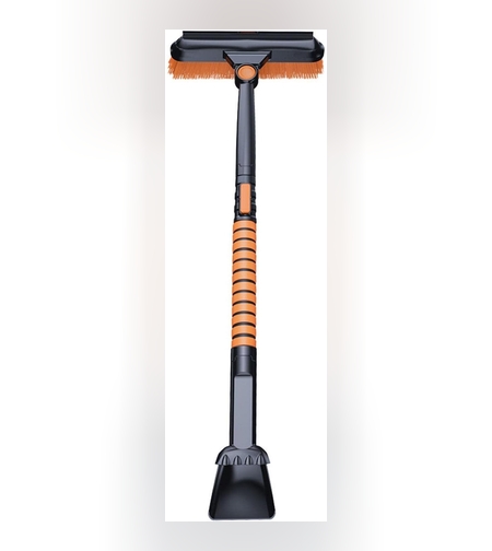 Lopata pentru zapada Flippy, 3 in 1, Perie si Racleta, Rotativa, Telescopica, Detasabila, Material Aluminiu si ABS, 100 x 25 cm, negru