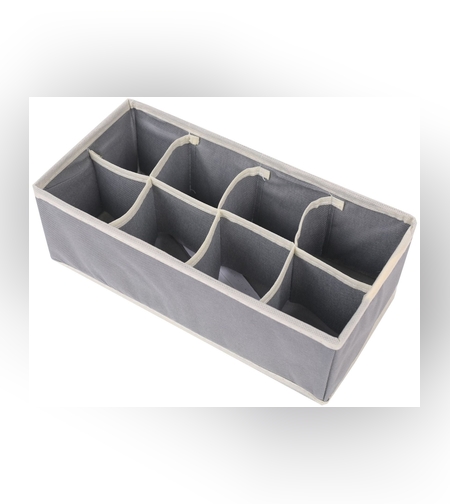 Cutie De Depozitare, Flippy, Pentru Lenjerie, Sosete Si Sutiene, Material Textil, 8 Compartimente, 32 x 16 x 10 cm, Culoare Gri