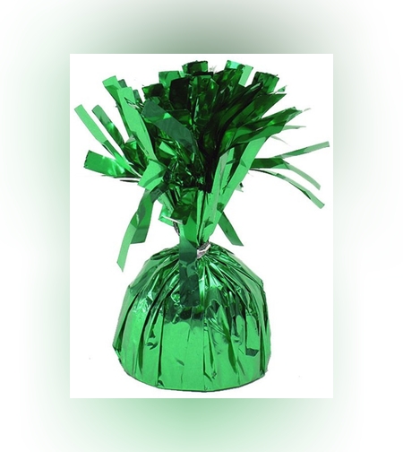 Greutate pentru Baloane cu Heliu, Flippy, din Folie cu Franjuri, 170g, 13 x 5 x 3 cm, Verde