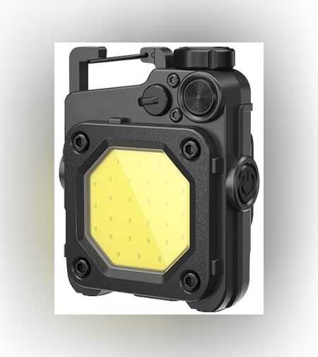 Lanterna Mini de Buzunar Tip Breloc, Flippy, Incarcare prin USB Type C, Multifunctionala, pentru Exterior, Camping, Alpinism, Ciclism, Mini Lanterna Elvis, 6.1 x 5 x 2.5 cm, Lumina Puternica, Culoare Negru