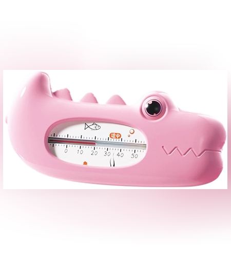 Termometru pentru Baie, Flippy, Plutitor, Rezistent la apa, Multifunctional, Model Crocodil, 2.7x6.5x3.7 cm, Roz