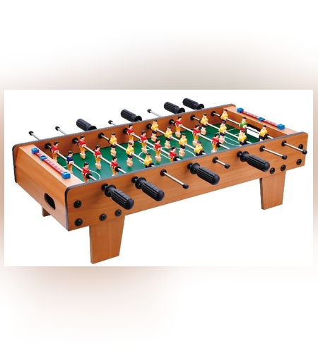 Masa de Fotbal cu Teren, Flippy, cu Picioare Scurte, 8 Manere, Tablou de Scor, 64 x 20 x 47 cm, din Lemn/Otel/ABS, Maro