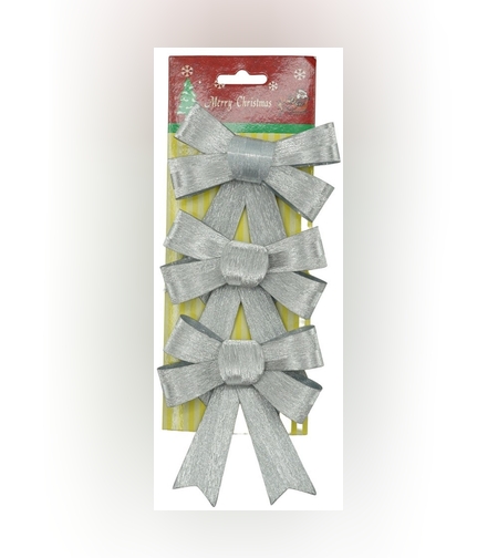 Set 3 fundite pentru brad, Argintii, 10 x 11 cm, din poliester, Flippy