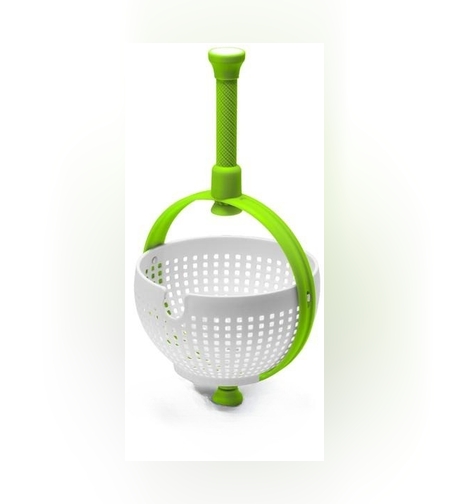 Strecuratoare multifunctionala rotativa, cu maner, material ABS, 22x12 cm, maner 18 cm, cu ventuza pentru prindere sigura, practic si usor de folosit, verde