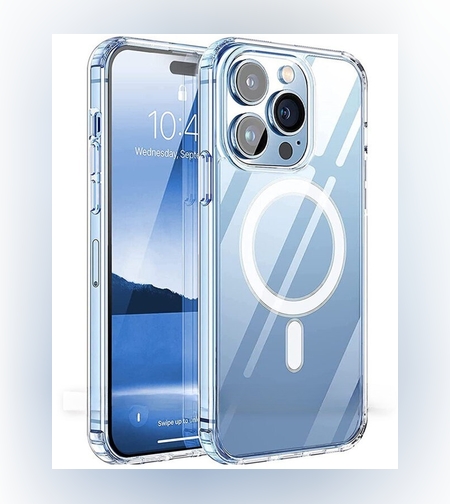 Husa de protectie Flippy compatibila cu Apple iPhone 15, MagSafe Blister, gaura mare camera, transparenta