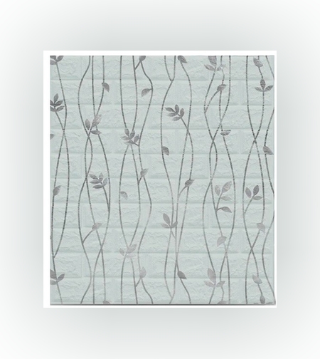 Set 10 Stickere de Perete, Flippy, Autoadezive, 70 x 77 cm, Suprafata Acoperita 5.3 mp, din PVC, Model Frunze Argintii, Gri