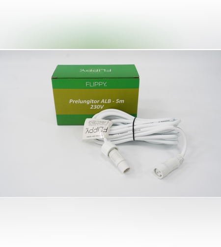 Prelungitor, Flippy, cauciuc, 220 volti, 5 metri, fir alb