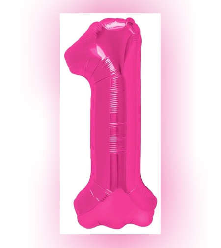 Balon din Folie Metalizata, Flippy, Figurina Cifra, Model 1, Tema Aniversare 100 cm, Ambalaj Individual, Pai Inclus, Umflare cu Aer sau Heliu, Roz