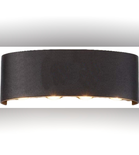 Aplica pentru Perete, Flippy, Interior/Exterior, Rezistenta la Umezeala, 8 W, Aluminiu, Negru, 22x8 cm