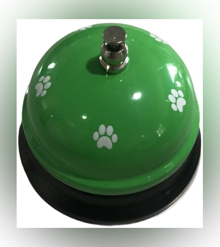 Clopotel Metalic Multifunctional, Flippy, Verde cu Imprimeu Labuta Alba, 7.5x7.5x6.5 cm, Dresaj, Receptie, Restaurante