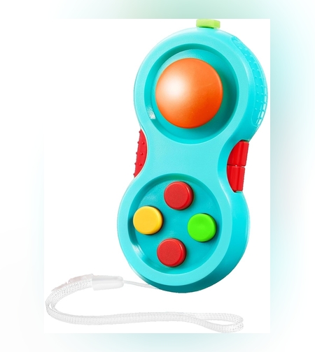 Jucarie Interactiva, Flippy, Model Fidget Pad, Antistres, +3 Ani, Functii Multiple, 5.5 x 3.5 x 11 cm, Albastru
