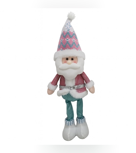 Figurina de Craciun Mos Craciun, Flippy, Figurina Decorativa Mos Craciun pentru Sarbatorile de Iarna, 53 x 17 x 8 cm, Alb Roz