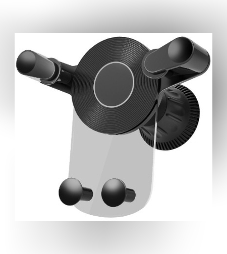 Suport Auto de Telefon, Flippy, pentru Ventilatie, din ABS, cu Clipsuri, Rotativ, 12x9.5x12 cm, Negru-Transparent