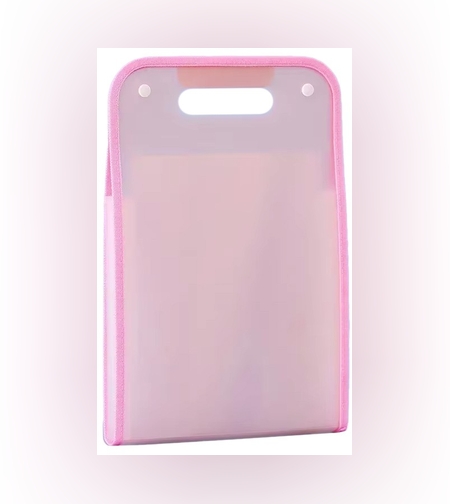 Suport Vertical pentru Hartii A4, Flippy, Suport Portabil pentru Hartie A4 cu Maner, PP, pentru Depozitare Hartii si Documente, 37x24.3 cm Roz