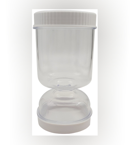 Borcan pentru Muraturi, Flippy, cu Separator pentru Lichide, Ermetic, Termorezistent, Tip Clepsidra, 2 Furculite Incluse, ABS, Alb, 18x9x9 cm