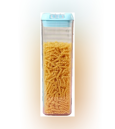 Cutie de Depozitare Alimente, Flippy, 1.9L, Capac Albastru, din PP+PET, Inchidere Ermetica, 10 x 10 x 30.5 cm, Transparent