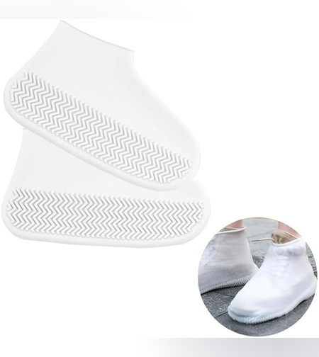 Husa Incaltaminte, Flippy, Impermeabila, Antiderapanta, din Latex, 13 x 13 x 2 cm, Marime L 41-47 cm, Alb