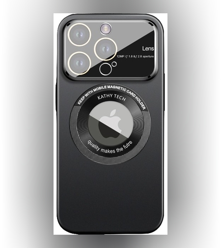 Husa protectie MagSafe Kathy Tech, Flippy, pentru Apple iPhone 13, Dublu Cerc, Negru