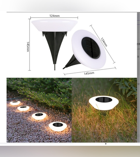 Lampa solara LED, sub forma de cerc, pentru gazon sau gradina, Rezistenta la apa, Flippy, Alb cald