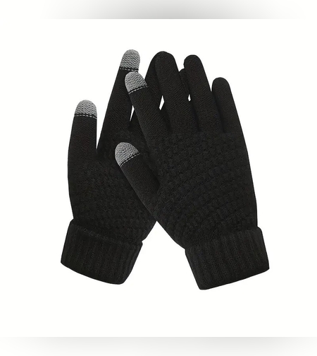 Manusi de Dama, Flippy, Functie Touchscreen (ecran tactil), Material Acril Tricotat, Manseta Elastica, Interior Catifelat, Marime Universala, Negru