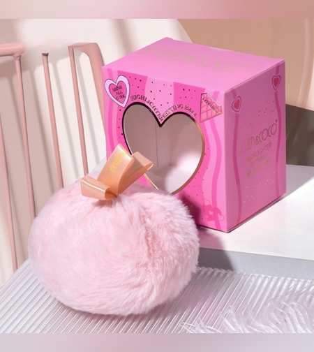 Aplicator pentru Iluminator/Pudra, Tip Buretel Pufos, Kevin & Coco, 9.6 x 9.6 x 7.2cm, Roz