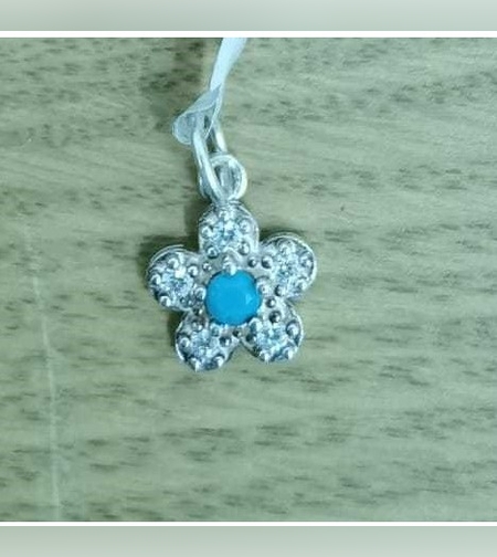 Pandantiv din Argint 925, Jolie Silver, Model Floare Cu Pietre, 0.9 g, 1 x 1 cm, Blue