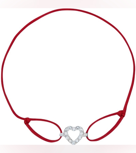 Bratara Snur Reglabil, Argint 925, Inima Cu Zirconii, Jolie Silver, 0.4 g, 1.3 cm x 1 cm