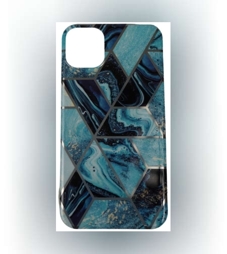 Husa protectie pentru Huawei P40 Lite Soft IMD TPU Marble Geometric Albastru