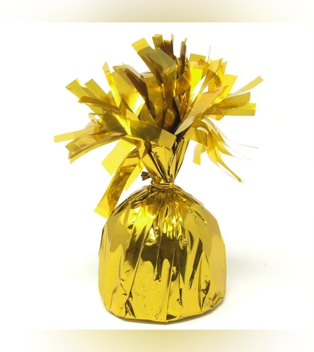 Greutate pentru Baloane cu Heliu, Flippy, din Folie cu Franjuri, 170g, 13 x 5 x 3 cm, Auriu