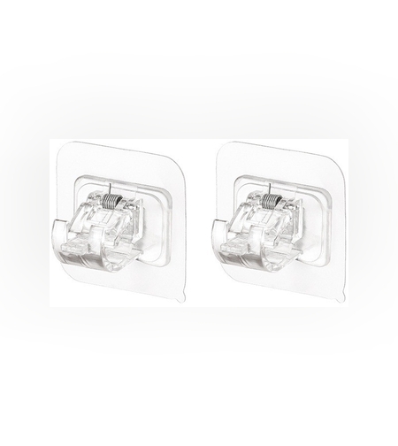 Set 2 Carlige Adezive Transparente, Flippy, Rezistente la Apa, 5 kg, Plastic, 6x6x4 cm