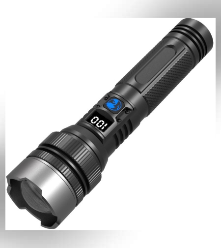 Lanterna LED Lumina Alba, Flippy, Lanterna cu Zoom Telescopic, Baterie externa, din Aluminiu + ABS, 1800 mAh, 17 x 4 x 3 cm, Negru