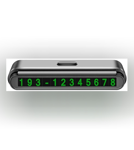Suport Numar de Telefon pentru Parcare Auto, Flippy, Suport pentru Numarul detelefon, Banda glisanta pentru Ascundere, Banda Adeziva Inclusa, 120 x 48 x 24 mm, Cifre Verzi, Negru Mat