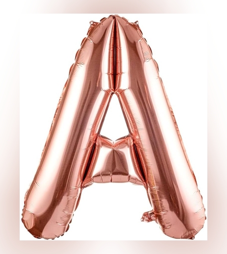 Balon Folie Metalizata Litera A, Flippy, 100 cm, Umflati cu Heliu sau Aer, Ambalaj Individual, Pai inclus, Rose Gold