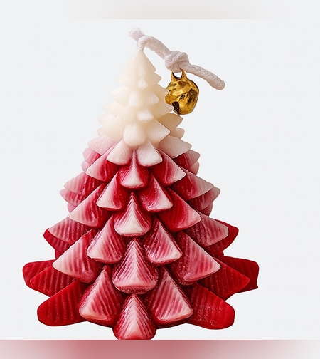 Lumanare Parfumata de Craciun, Flippy, Model Brad de Craciun, din Ceara de Soia, Cadou Creativ Handmade de Craciun, 8 x 7 x 7 cm, Rosu