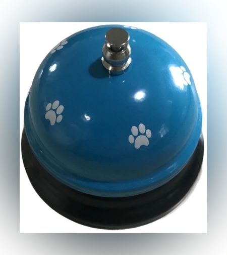 Clopotel Metalic Multifunctional, Flippy, Alastru cu Imprimeu Labuta Alba, 7.5x7.5x6.5 cm, Dresaj, Receptie, Restaurante