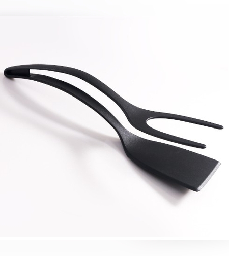 Spatula Multifunctionala tip Cleste, Flippy, Spatula Cleste pentru Gatit, Silicon PP, pentru Alimente, Carne, Paine, 31 x 8.5 cm Negru