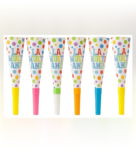 Set 6 Suflatori, Flippy, Colectia  LA MULTI ANI, 20 cm, din Carton, Multicolor