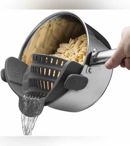 Strecurator Filtru pentru Vase, Flippy, din Silicon Rezistent la Temperaturi Inalte, Universal, Paste, Legume, Fructe, 23x12.5x6.7 cm, Gri