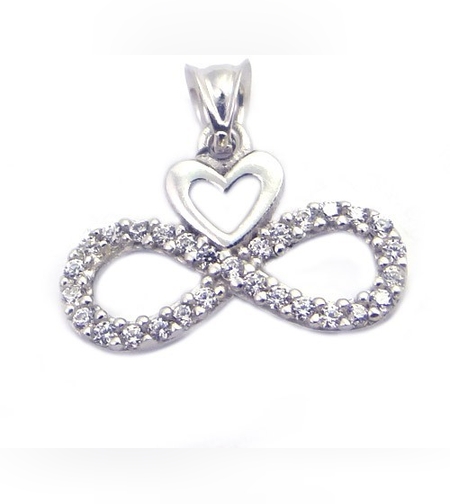 Pandantiv Infinit cu Inima, Argint 925, 1.5 cm x 2 cm