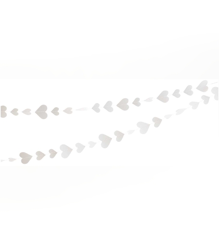 Banner cu Inimioare, Flippy, Tip Franjuri, 4 m, Rola de Ata Inclusa, Alb