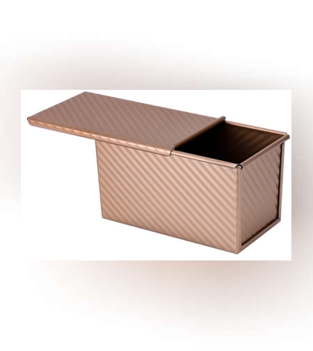 Tava pentru Paine, Flippy, din Otel Carbon, 450 g, cu Capac, Antiaderenta, 21 x 11 x 11.5 cm, Roz Auriu