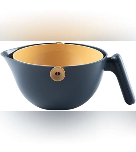 Bol cu Doua Straturi, Flippy, pentru Fructe, Legume, cu Cos de Scurgere a Apei, 2L, din ABS+PP, 29.9 x 22.5 x 11.8 cm, Albastru-Portocaliu