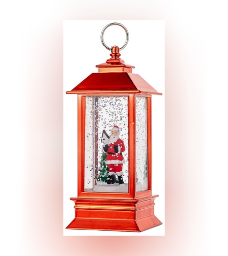 Decoratiune Luminoasa, Flippy, Felinar de Craciun, cu Lumina LED, Ornament Model Mos Craciun, 5.3x5.3x13 cm, Rosu