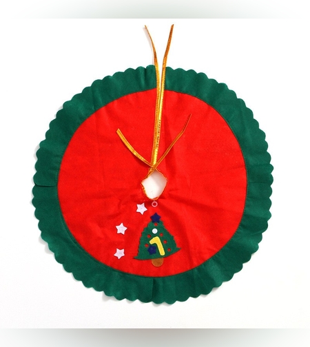 Covoras pentru bradul de Craciun Flippy, lana, rosu/verde, 60 cm