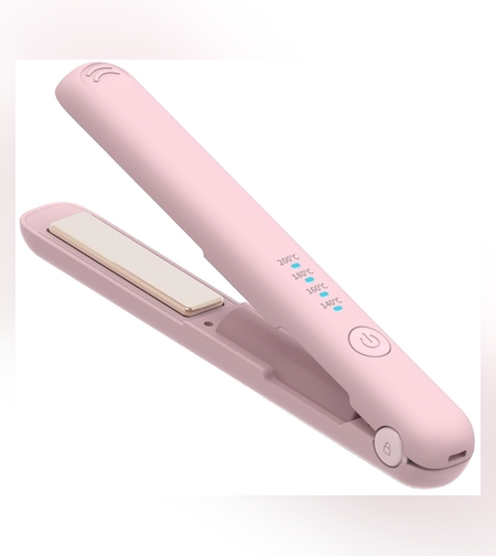 Placa de Par fara Fir, Flippy, Adaptor Tip C, Tensiune 5V, Capacitate Baterie 3000 mAh, Indreptat, Ondulat, 4 Trepte de Temperatura, 21.8 x 3.1 x 3.4.1 cm, Roz