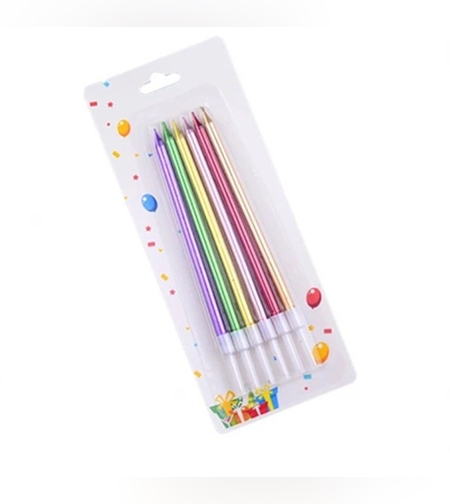 Set 6 Lumanari de Tort, Flippy, din Parafina, 11 x 0.4 cm, Lucioase, Multicolor