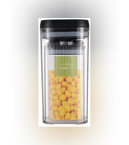 Cutii de Depozitare Alimente, Flippy, Set din 2 Cutii de Tip Container de 1.2 si 2.5 l, Recipiente pentru Cereale in Bucatarie, Transparente cu Capac Negru