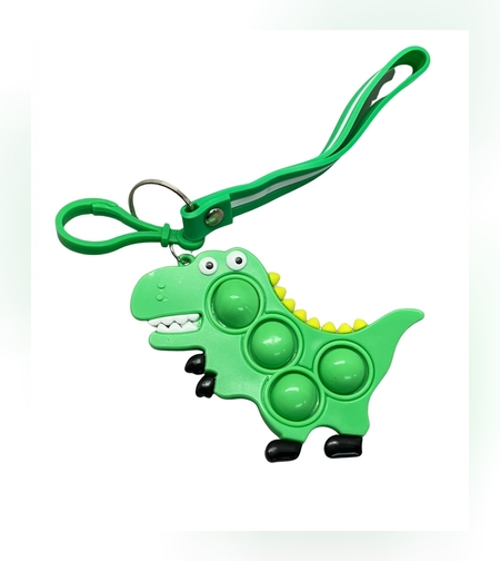 Jucarie antistres din silicon, Flippy, Pop It Now and Flip It, Simple Dimple, Breloc, Dinozaur, Verde